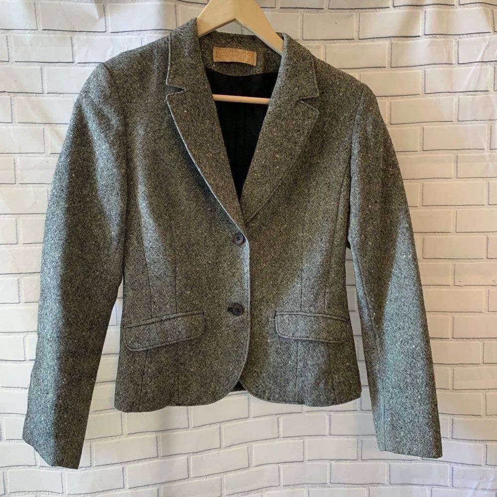 Pendleton VTG Black/White Wool Tweed Blazer‎ Sz 10